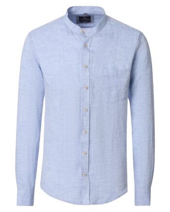 CASAMODA Herren Leinenhemd mit kleinem Stehkragen