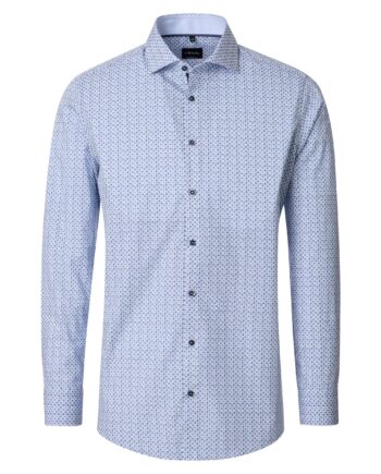 VENTI Herren Businesshemd mit Hai-Kragen und hellblauem grafischen Print